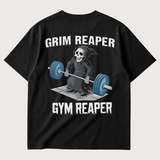 Grim Reaper Gym Reaper (Backprint) Oversized T-Shirt Black – Steel Spirit