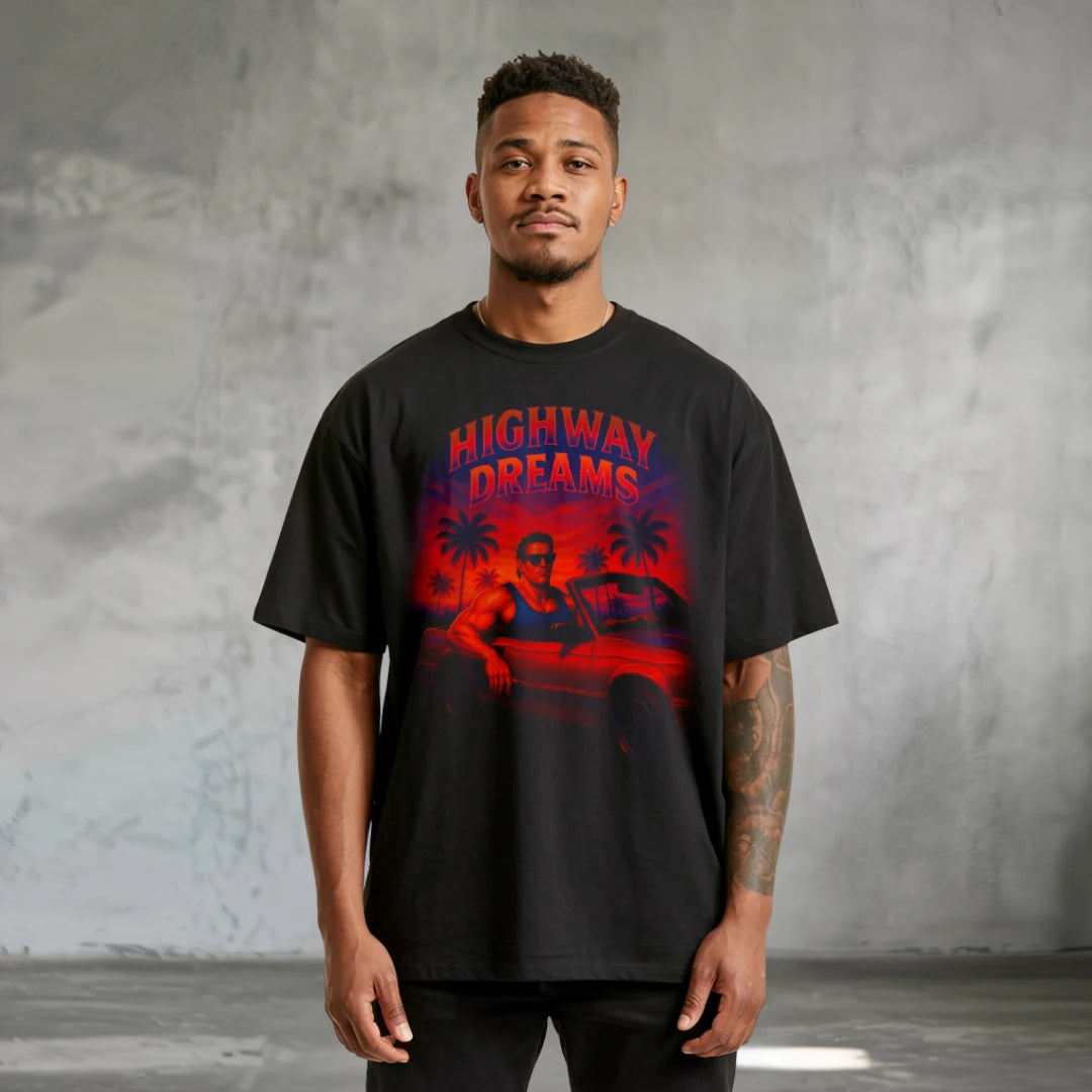 Highway Dream Oversized T-Shirt Black - Steel Spirit 