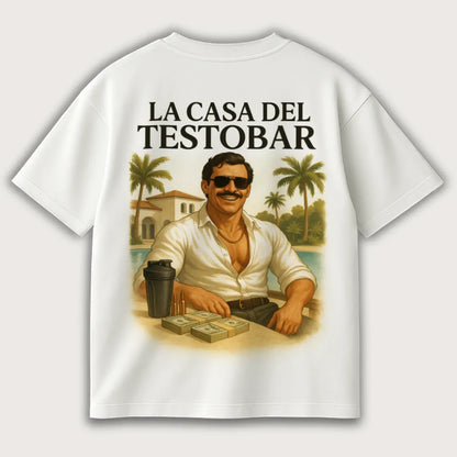 La Casa Del Testobar (Backprint) Oversized T-Shirt White - Steel Spirit 