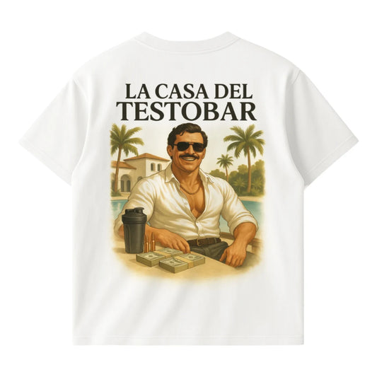La Casa Del Testobar (Backprint) Oversized T-Shirt White - Steel Spirit 