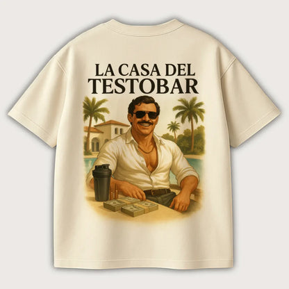 La Casa Del Testobar (Backprint) Oversized T-Shirt Natural Raw - Steel Spirit 