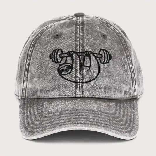 Lazy Gains (Embroidery) Vintage Cord Cap Washed Grey Front – Steel Spirit