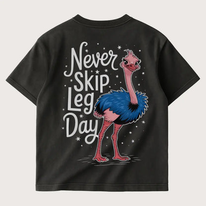 Never Skip Legday (Backprint) Oversized T-Shirt Washed Black - Steel Spirit 