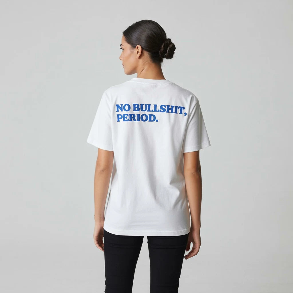 No Bullshit Period (Backprint) Oversized T-Shirt Woman Model - Steel Spirit