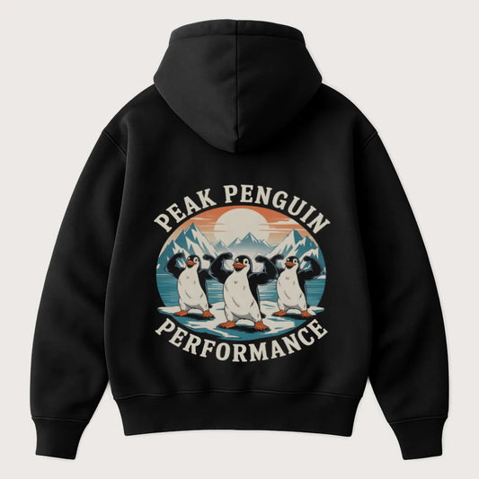 Peak Penguin Performance (Backprint) Oversized Hoodie Black - Steel Spirit