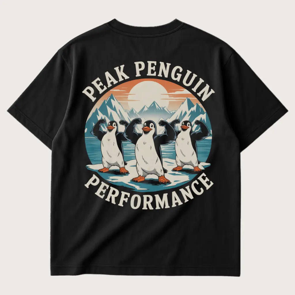 Peak Penguin Performance (Backprint) Oversized T-Shirt Black - Seel Spirit 