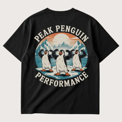 Peak Penguin Performance (Backprint) Oversized T-Shirt Black - Seel Spirit 
