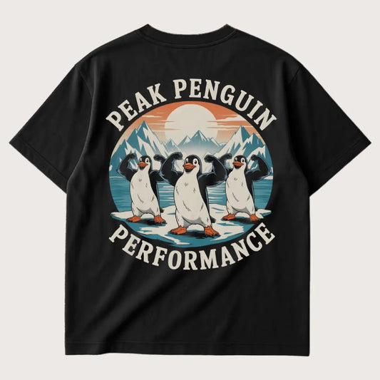 Peak Penguin Performance (Backprint) Oversized T-Shirt Black - Seel Spirit 