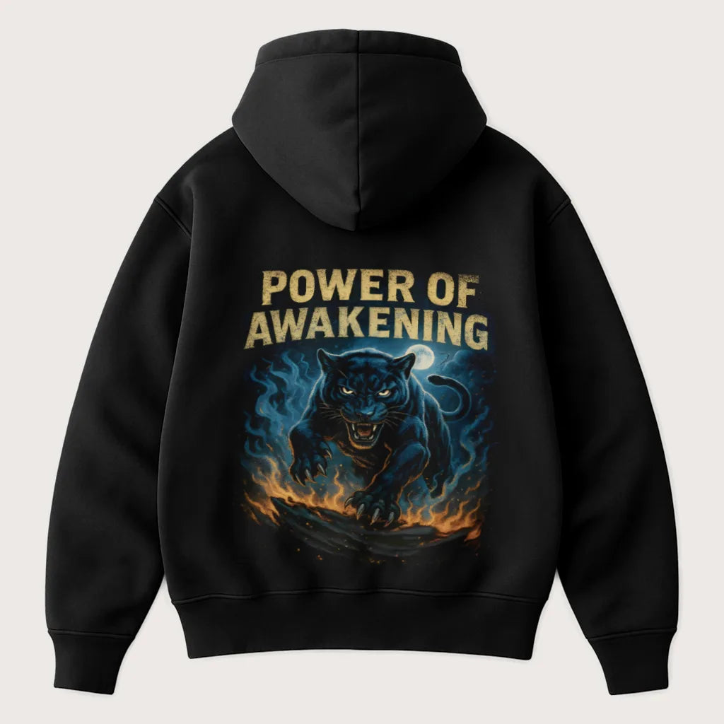 Power Of Awakening (Backprint) Oversized Hoodie Black - Steel Spirit 