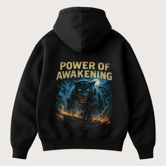 Power Of Awakening (Backprint) Oversized Hoodie Black - Steel Spirit 