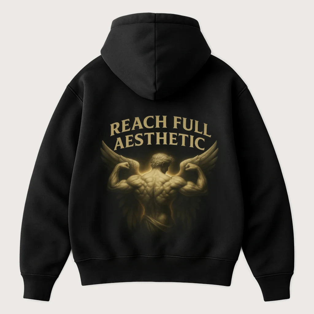 Reach Full Aesthetic (Backprint) Oversized Hoodie Black - Steel Spirit 