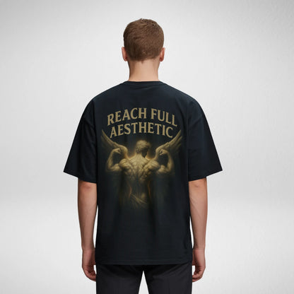 Reach Full Aesthetic (Backprint) Oversized T-Shirt Black - Steel Spirit