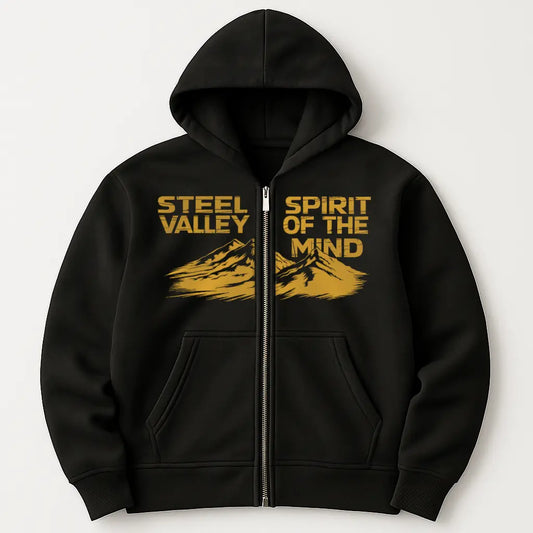 Steel Spirit - Valley Of The Mind Oversized Zipper Hoodie Black – Steel Spirit