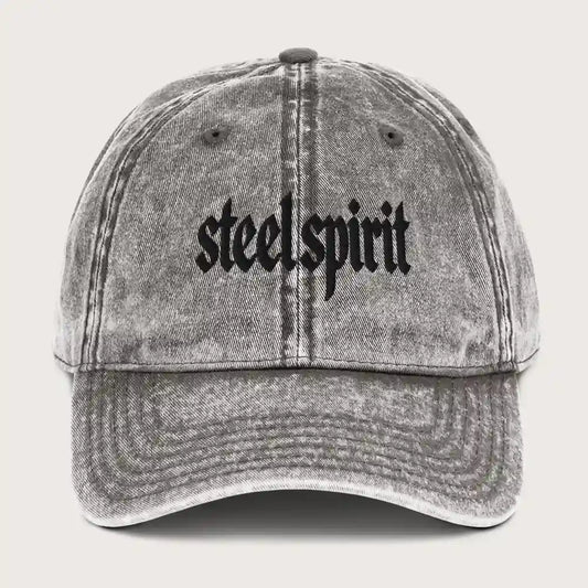 Steel Spirit Embroidered Cap Front – Vintage Black Cord