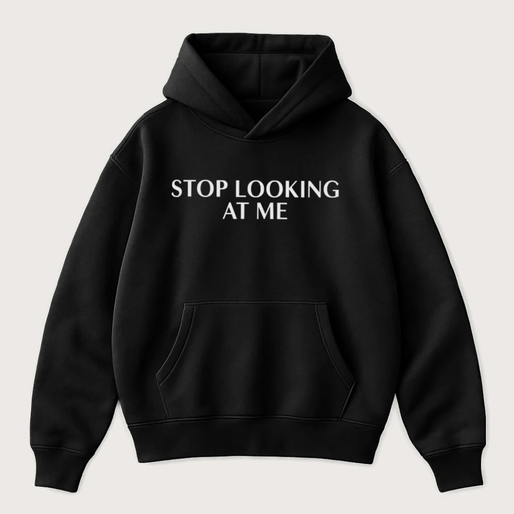 Stop Looking Oversized Hoodie Black - Steel Spirit 