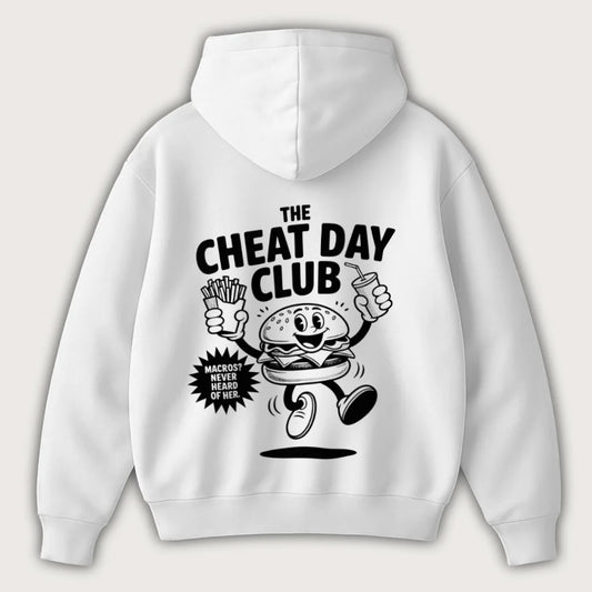 The Cheatday Club (Backprint) Oversized Hoodie White - Steel Spirit 