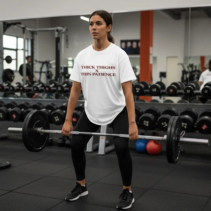 Thick Thighs x Thin Patience Oversized T-Shirt Woman Model - Steel Spirit
