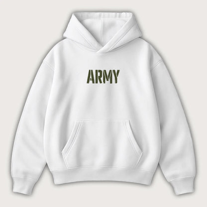 Army Oversized Hoodie White - Steel Spirit