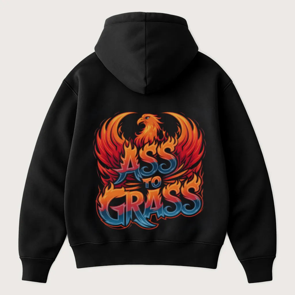 Ass To Grass (Backprint) Oversized Hoodie Black – Steel Spirit