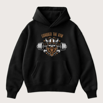 Conquer The Gym Oversized Hoodie Black - Steel Spirit