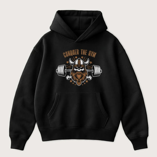 Conquer The Gym Oversized Hoodie Black - Steel Spirit