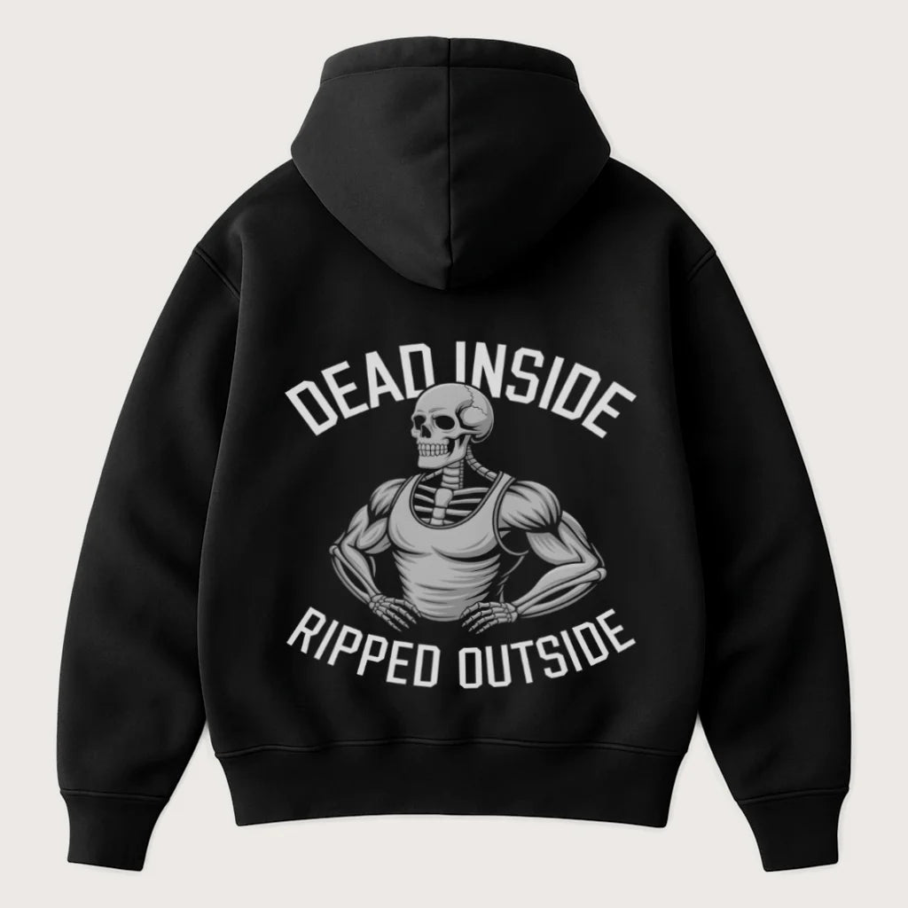 Dead Inside But Shredded Oversized Hoodie Black – Steel Spirit