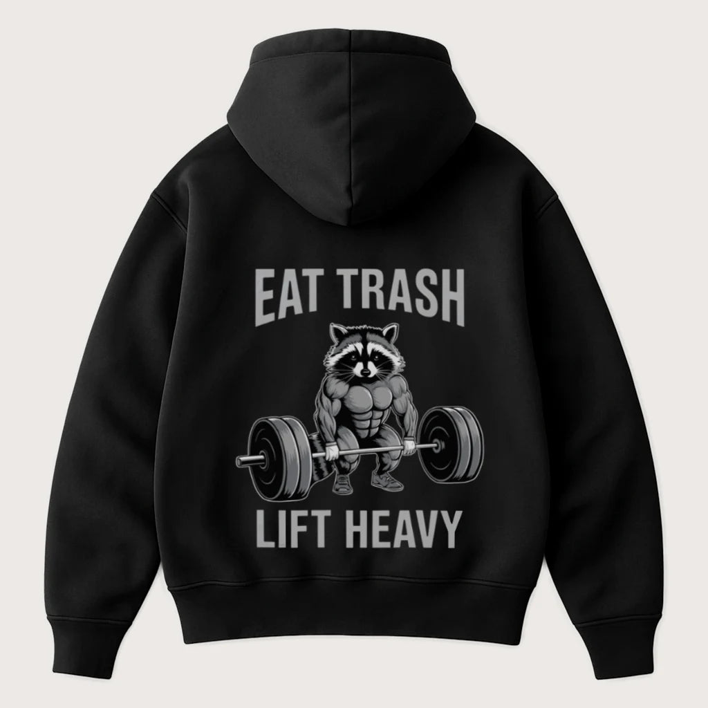 Eat Trash Lift Heavy (Backprint) Oversized Hoodie Black - Steel Spirit