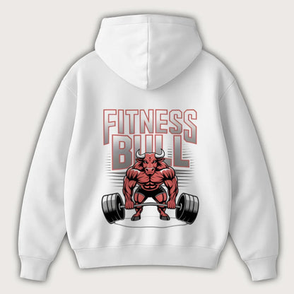Fitness Bull (Backprint) Oversized Hoodie White – Steel Spirit