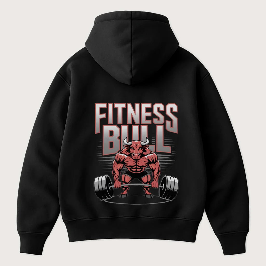 Fitness Bull (Backprint) Oversized Hoodie Black – Steel Spirit