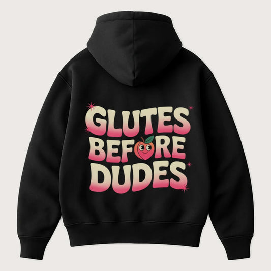 Glutes Before Dudes (Backprint) Oversized Hoodie Black – Steel Spirit