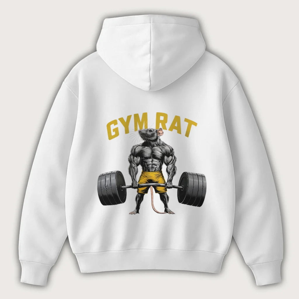 Gymrat (Backprint) Oversized Hoodie White - Steel Spirit