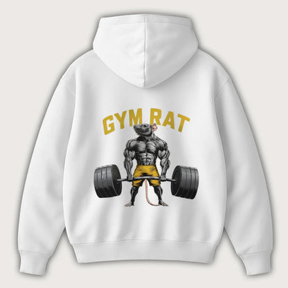 Gymrat (Backprint) Oversized Hoodie White - Steel Spirit