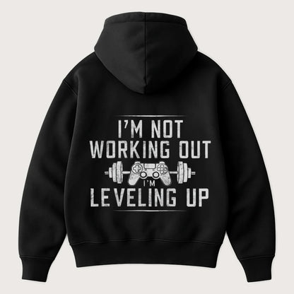 I'm Not Working Out, I'm Leveling Up (Backprint) Oversized Hoodie Black - Steel Spirit