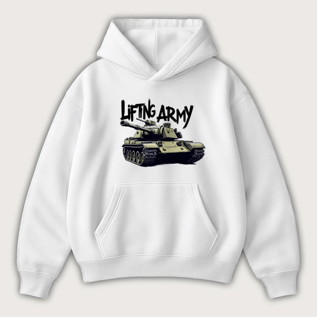 Lifting Army Oversized Hoodie White - Steel Spirit