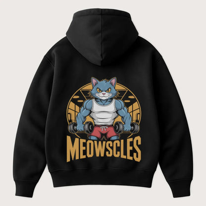 Meowscles (Backprint) Oversized Hoodie Black – Steel Spirit