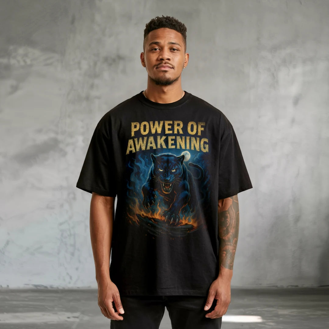 Power Of Awakening Oversized T-Shirt Black - Steel Spirit