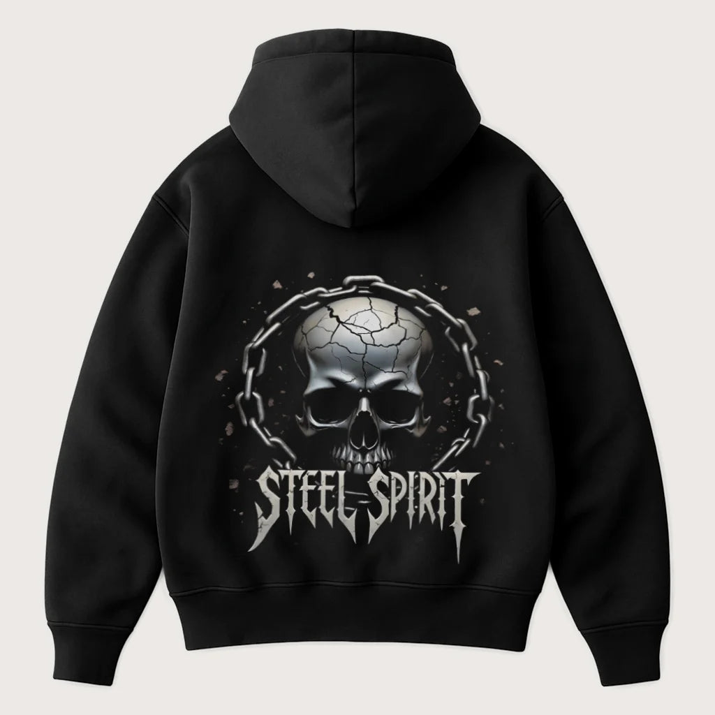 Steel Spirit (Backprint) Oversized Hoodie Black - Steel Spirit