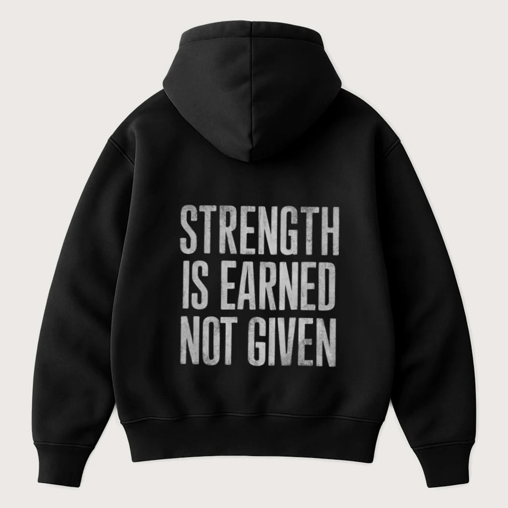 Strength Is Earned Not Given (Backprint) Oversized Hoodie Black - Steel Spirit