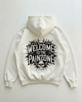 Welcome to the Painzone (Backprint) Oversized Hoodie White - Steel Spirit